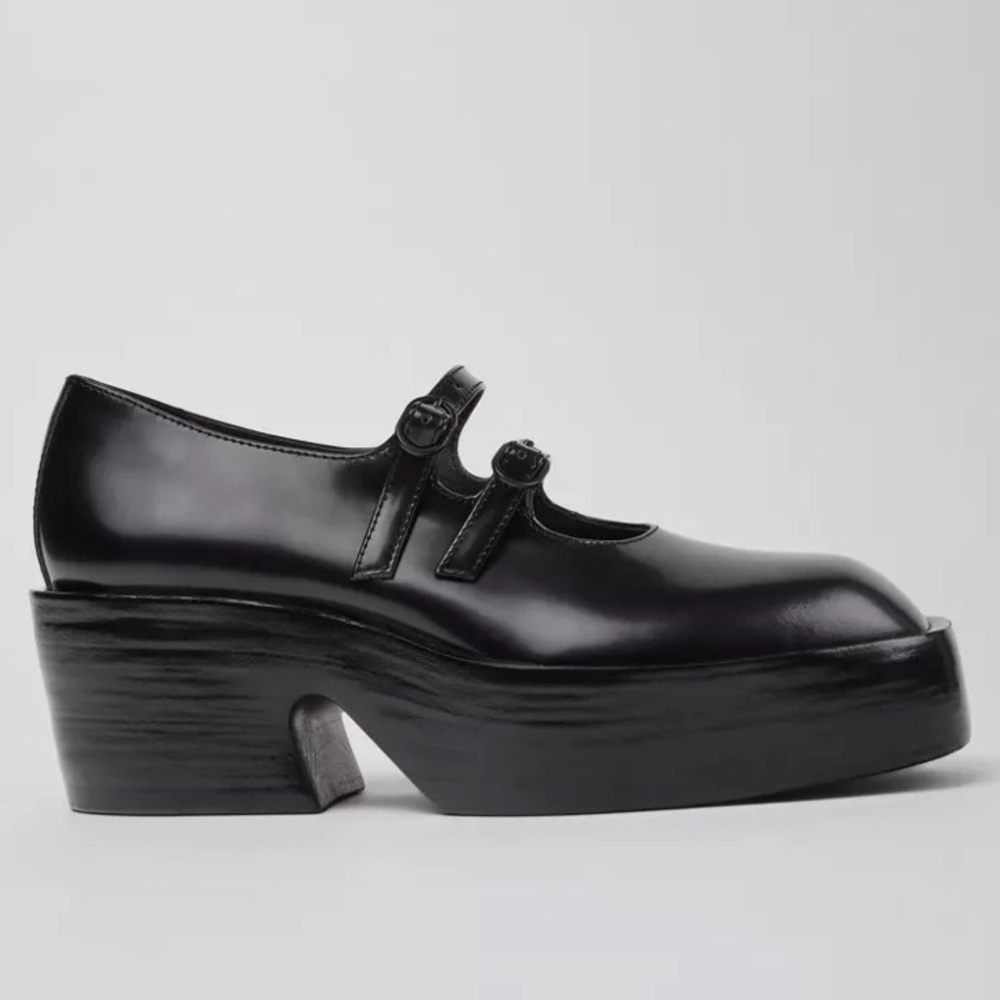 Camper Billie Leather Platform Mary Jane Heel black, SIZE 9 US